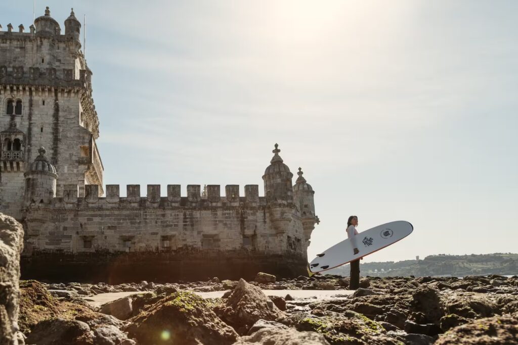The city - Girl Torre Belem_converted Lisbon Surf City